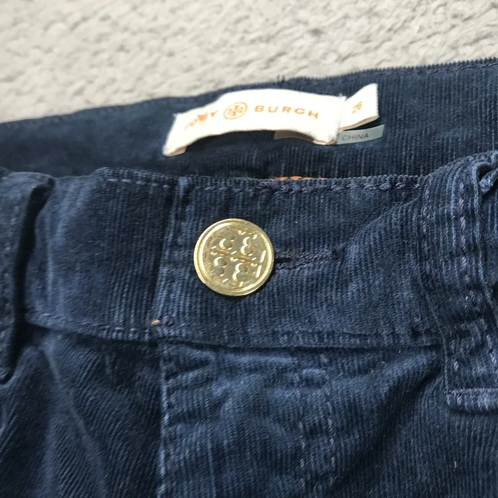 Tory Burch Pants Womens 26 Navy Blue Bootcut Corduroy Low Rise 33 Inseam Pockets